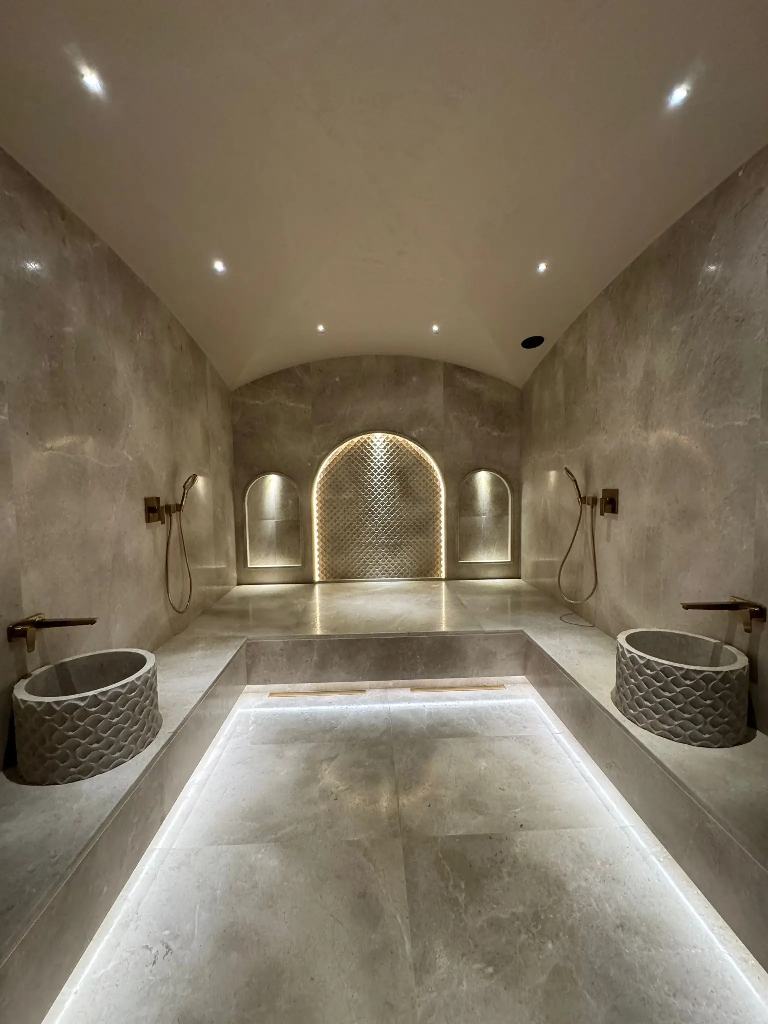 Luxury Turkish hammam with marble finishes